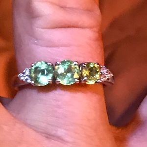 Columbian Emerald Diamond & Peridot & 925 sz 8Ring